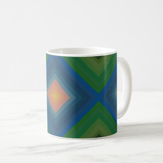 Retro Pop Art Strip Diamant Muster Kaffeetasse (VorderseiteRechts)