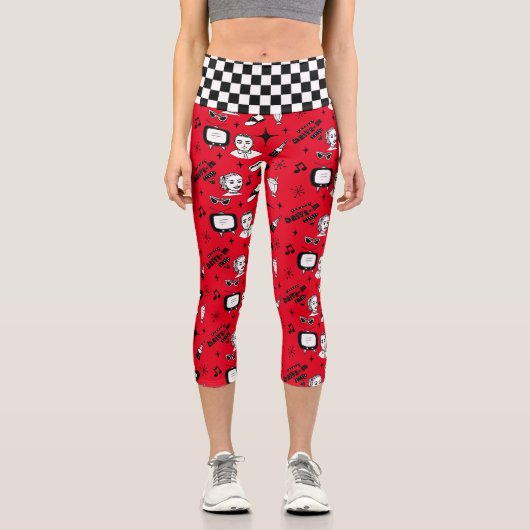 Retro Pop Art Style 1950er Style Graphics Capri Leggings (Vorderseite)