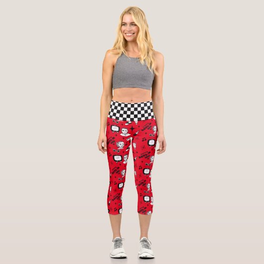 Retro Pop Art Style 1950er Style Graphics Capri Leggings (Vorderseite)
