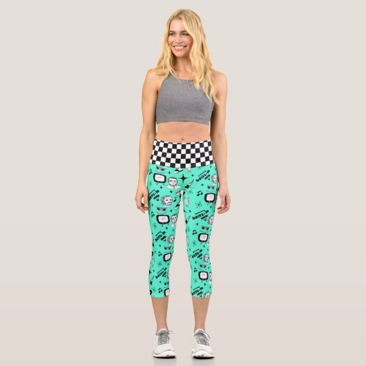 Retro Pop Art Style 1950er Style Graphics Capri Leggings (Vorderseite)