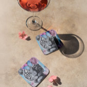 Retro Pop Art Tiger und Schmetterlinge Collage Getränkeuntersetzer