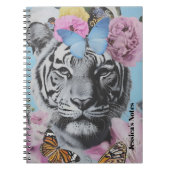 Retro Pop Art Tiger und Schmetterlinge Collage Notizblock (Vorderseite)