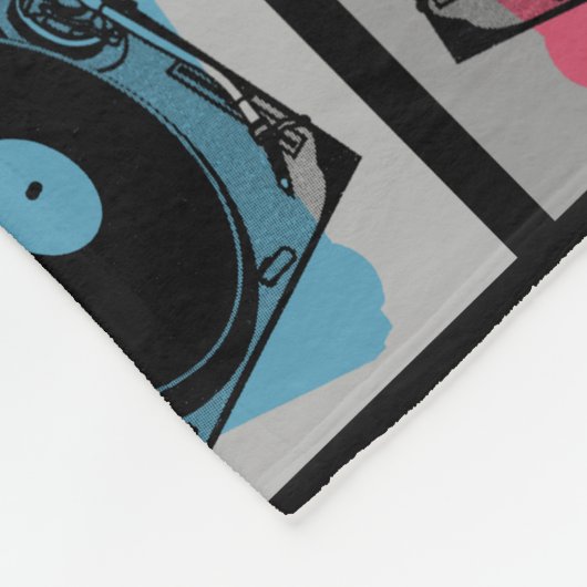 Retro Pop Art Turntable Fleecedecke (Ecke)