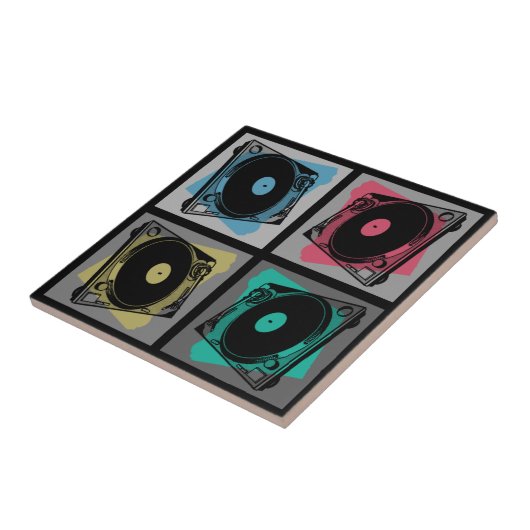 Retro Pop Art Turntable Fliese (Seite)