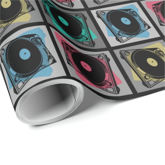 Retro Pop Art Turntable Geschenkpapier (Rolleneckpunkt)