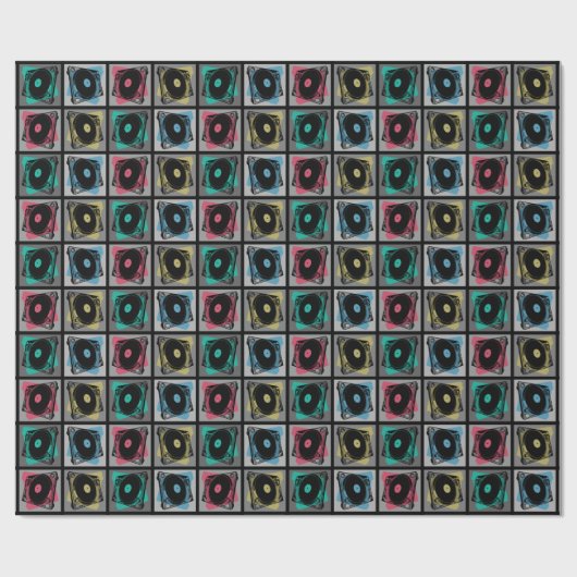 Retro Pop Art Turntable Geschenkpapier (Flach)