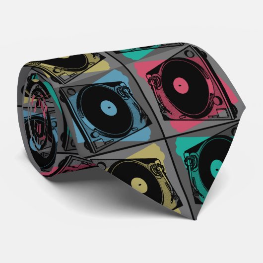 Retro Pop Art Turntable Krawatte (Gerollt)