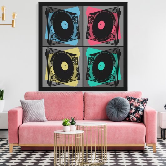 Retro Pop Art Turntable Leinwanddruck (Insitu (Wohnzimmer))