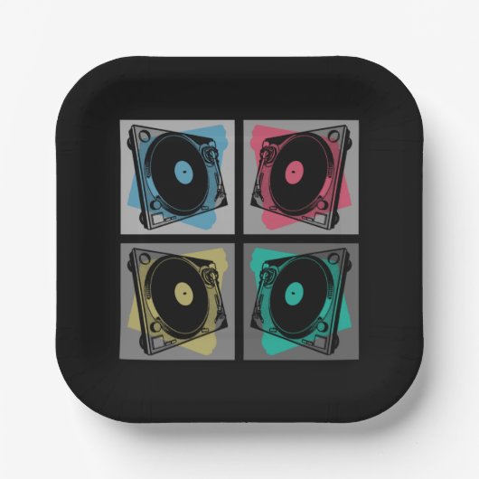 Retro Pop Art Turntable Pappteller (Vorderseite)