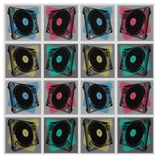 Retro Pop Art Turntable Stoff (Muster)