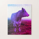 Retro Pop Art Tye Dye Cow Puzzle<br><div class="desc">Cow Yup Cow ist auf ihrem Feld "Outstanding"!</div>