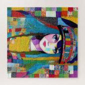 Retro Pop Art Woman Quilt Fabric Patchwork Puzzle (Horizontal)