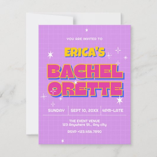 Retro Pop Bachelorette Einladung (Vorderseite)