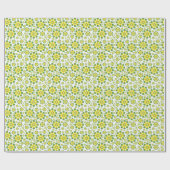 Retro-Pop-Blume in Gelb und Grün Geschenkpapier (Flach)