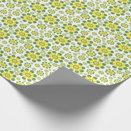 Retro-Pop-Blume in Gelb und Grün Geschenkpapier (Ecke)