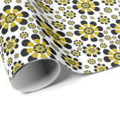 Retro-Pop-Blume in Gold und Schwarz Geschenkpapier (Rolleneckpunkt)