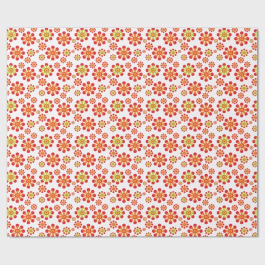 Retro-Pop-Blume in Rot, Orange und Kalkgrün Geschenkpapier (Flach)
