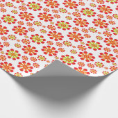 Retro-Pop-Blume in Rot, Orange und Kalkgrün Geschenkpapier (Ecke)