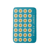 Retro Pop Blume Muster Türkisch Personalisiert Badematte (Vorderseite Vertikal)