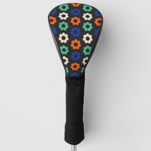 Retro-Pop-Blumenmuster Damen Golf Driver Headcover (Vorderseite)