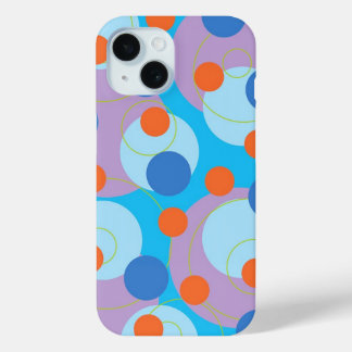 Retro Pop Circles Blue & Orange Dots Funky Groovy iPhone 15 Hülle