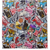 Retro Pop Culture Dusche Vorhang (Vorderseite)