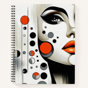 Retro Pop Diva: Geometrische Eleganz Abstrakte Kun Notizblock
