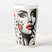 Retro Pop Diva: Geometrisches Design Abstrakte Kun Milchtasse (Vorderseite)