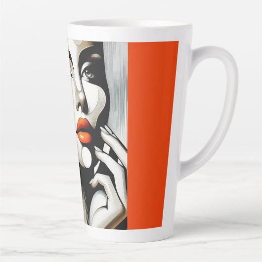 Retro Pop Diva: Geometrisches Design Abstrakte Kun Milchtasse (Rechts)