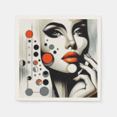 Retro Pop Diva: Geometrisches Design Abstrakte Kun Serviette (Vorderseite)