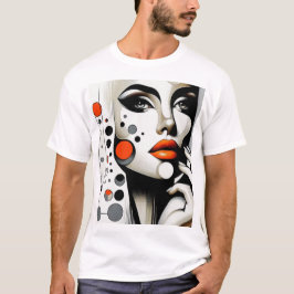 Retro Pop Diva: Geometrisches Design Abstrakte Kun T-Shirt