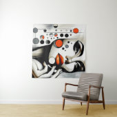 Retro Pop Diva: Geometrisches Design Abstrakte Kun Wandteppich (Beispiel (Horizontal))