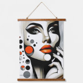 Retro Pop Diva: Geometrisches Design Abstrakte Kun Wandteppich Mit Holzrahmen (Vorderseite)