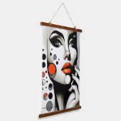 Retro Pop Diva: Geometrisches Design Abstrakte Kun Wandteppich Mit Holzrahmen (Gewinkelt)