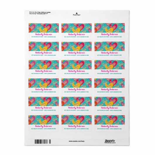 Retro Pop Farbige Valentine Hörmarken Adressaufkleber (Vorne)