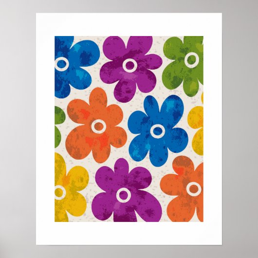 Retro Pop floraler Art Poster (Vorne)