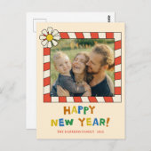 Retro Pop Frame New Year Photo Postkarte (Vorne/Hinten)