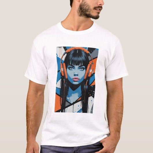 Retro Pop Girl mit Kopfhörer - Vibranly Street Ar T-Shirt (Vorderseite)