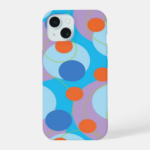 Retro-Pop-Kreise Blaue und orangefarbene Punkte Fu iPhone 15 Hülle