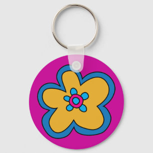 Retro Pop-Kunst Blumen-Schlüsselanhänger Schlüsselanhänger