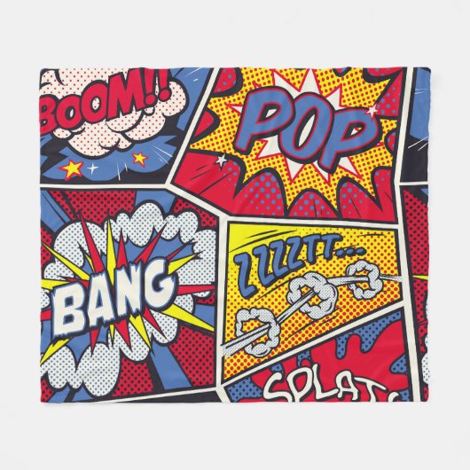 Retro Pop Kunst, Comic Schreien Muster. Fleecedecke (Vorderseite (Horizontal))