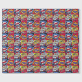 Retro Pop Kunst, Comic Schreien Muster. Geschenkpapier (Flach)