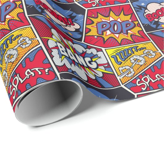 Retro Pop Kunst, Comic Schreien Muster. Geschenkpapier (Rolleneckpunkt)