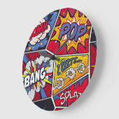 Retro Pop Kunst, Comic Schreien Muster. Große Wanduhr (Winkel)