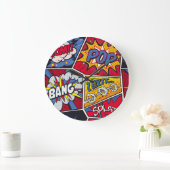 Retro Pop Kunst, Comic Schreien Muster. Große Wanduhr (Zuhause)