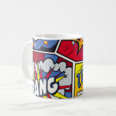 Retro Pop Kunst, Comic Schreien Muster. Kaffeetasse (Vorderseite Links)