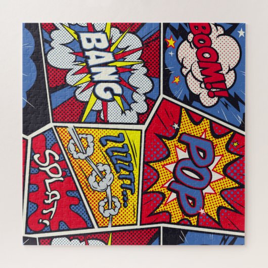Retro Pop Kunst, Comic Schreien Muster. Puzzle (Horizontal)