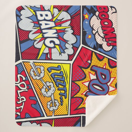 Retro Pop Kunst, Comic Schreien Muster. Sherpadecke (Vorderseite)