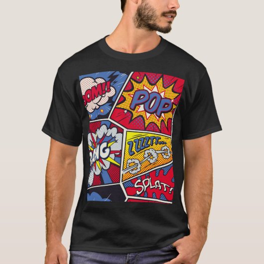Retro Pop Kunst, Comic Schreien Muster. T-Shirt (Vorderseite)