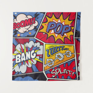 Retro Pop Kunst, Comic Schreien Muster. Wandteppich